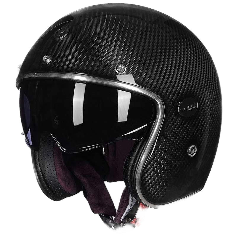 TORC Carbon Fiber Motorcycle Helmet T587 Retro Cruiser Half Helmet 3C Certified with Bluetooth Earphone Slot