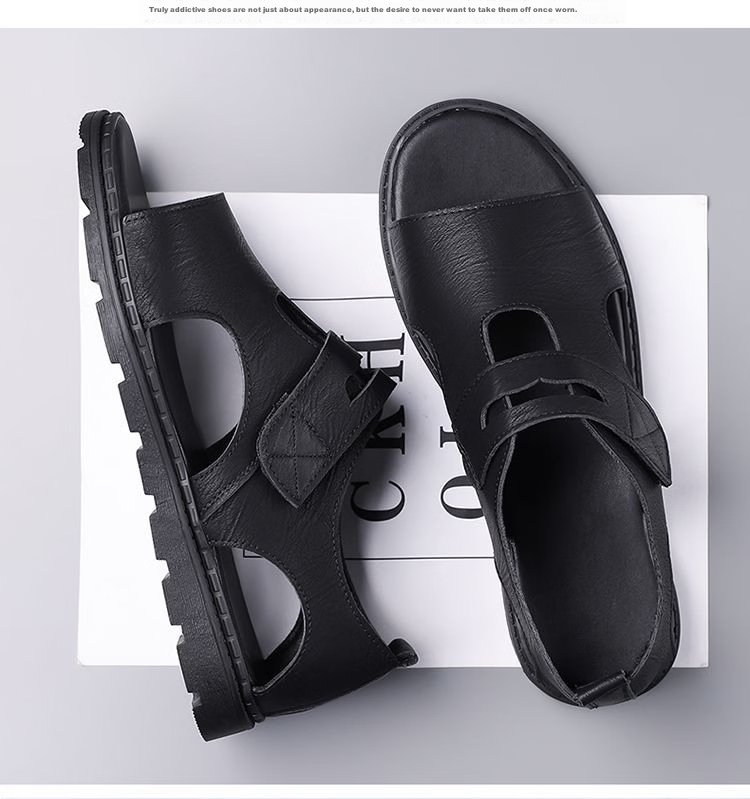 Jingzhenlianggong Men's Summer Sandals Dual-Use Slippers Non-Slip Soft Sole Beach Shoes Dark Brown [Lace-Up] Size 41 7
