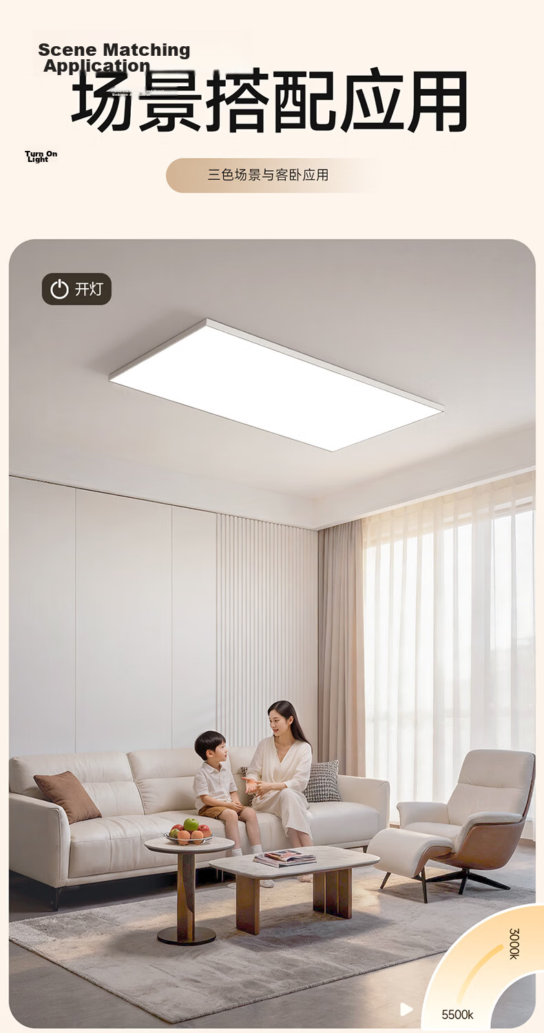 Huipu Ceiling Light, Living Room Lamp, Puli Guang Electric Eye Protection, Ultra-Thin Simple Smart Control Bedroom Light, Whole House Lighting Set, Chenzhi Guang 23