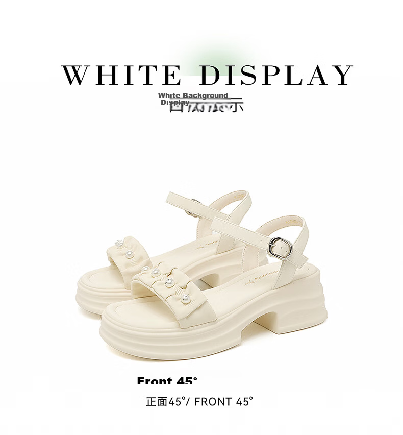 Red Dragonfly Women's Sandals New Thick Heel Height Increasing Platform One-Strap Open Toe Casual Shoes WLK266861 Beige Size 37 11
