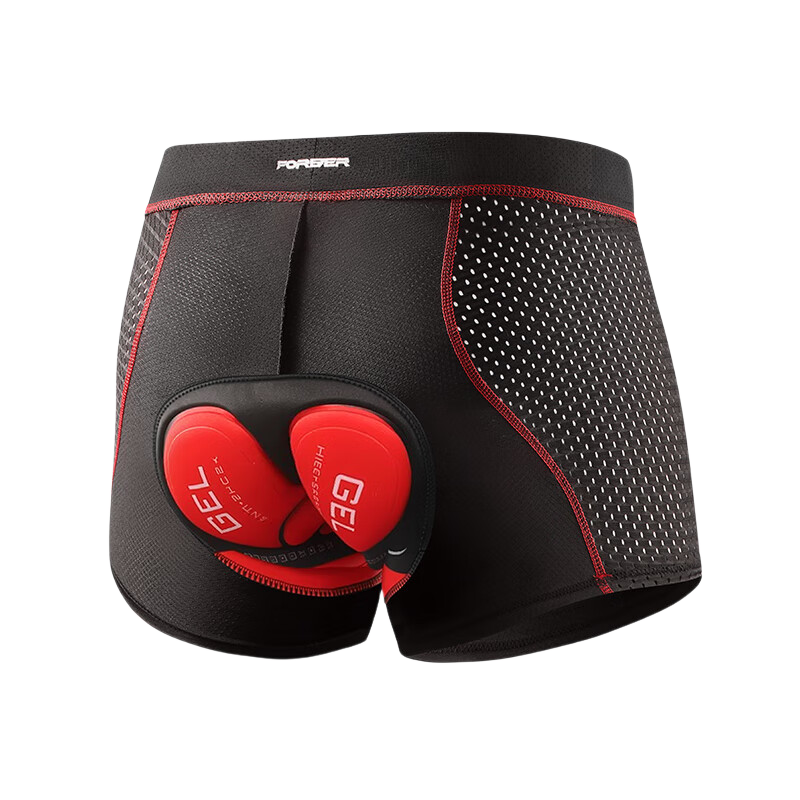 Forever Men's Cycling Padded Shorts Shock Absorption Silicone Mountain Road Bike Red Silicone M