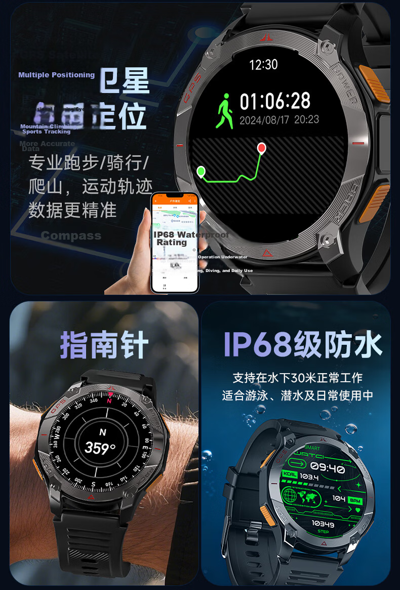 MY Five-Star Dual-Frequency GPS Professional Sports Watch Outdoor Running Pacing Built-in Navigation Heart Rate Band 3