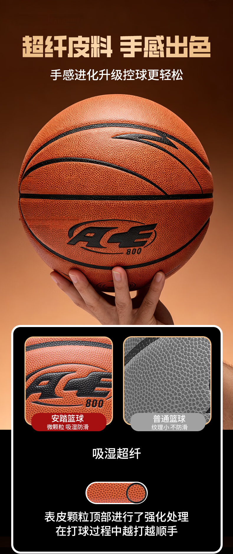 ANTA Basketball Size 7 Standard CUBAL League Official Game Ball Superfiber PU Professional Competition Grade Blue Ball ACE600 4