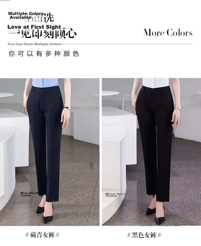 Yaotong Summer Women's Four-Way Stretch Professional Blazer Straight-Leg Cropped Pants Black Draped Casual Slim Fit Suit Pants 5