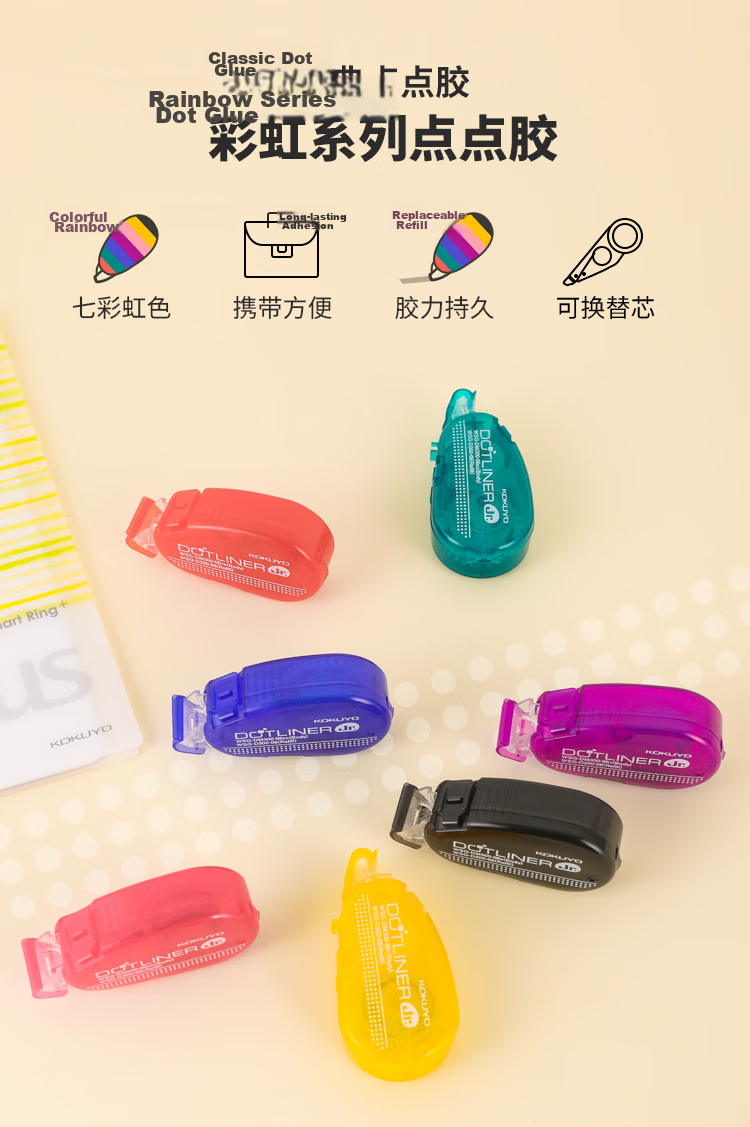 KOKUYO Noritake Collaboration, Strong Dot Glue with Replaceable Refills, Portable, Cat Pattern, Essential for Journaling, Round Dot Glue WSG-DM2X45, School Supplies for Children, Specially Designed for Cat Students 2