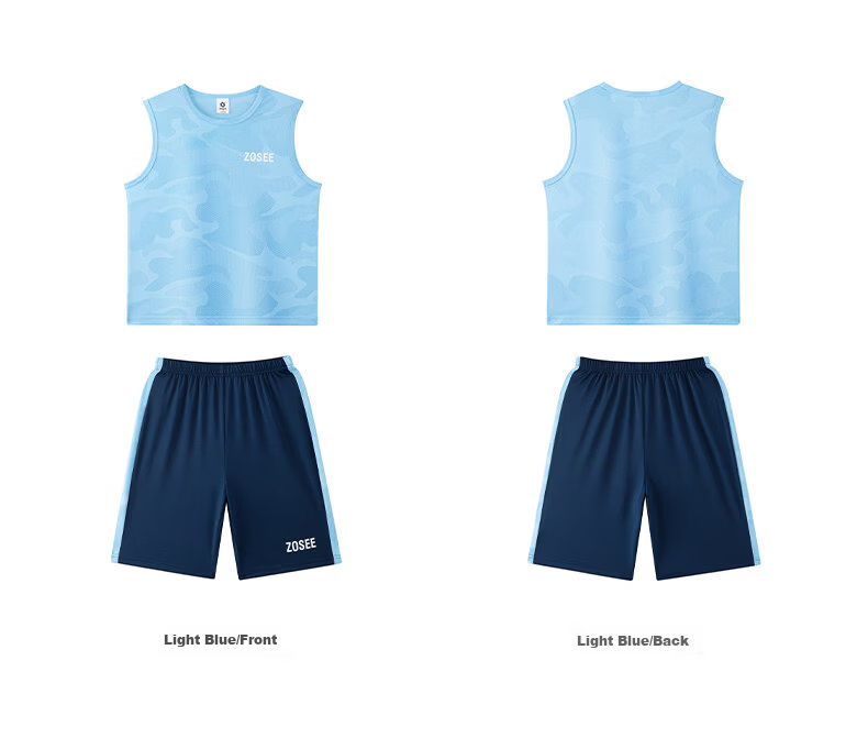 Zuoxi Boys' Summer Outfit Set, 2026 New Style Children's Short-Sleeve Set, Quick-Dry Sports Two-Piece Suit for Summer, Blue, Size 160 21