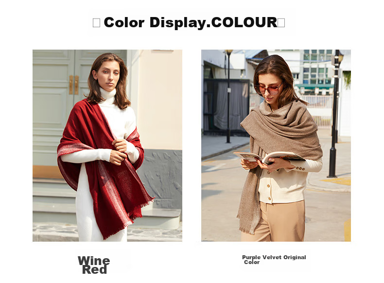 BOHOBOCO 100% Wool Shawl Scarf Summer Air-Conditioned Room Soft Lambswool Warm Versatile Skin-Friendly Nap Blanket Camel Color 3