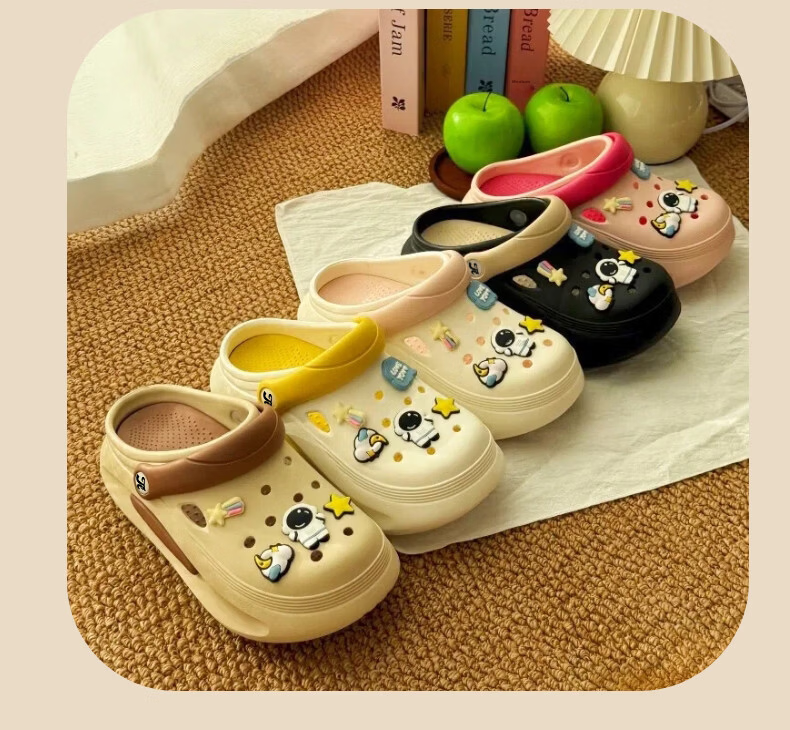 TonLion Women's Summer 2026 Hole Shoes, Height-Increasing Dual-Purpose Casual Sandals, Beach Slippers, Yellow, Size 36-37 3