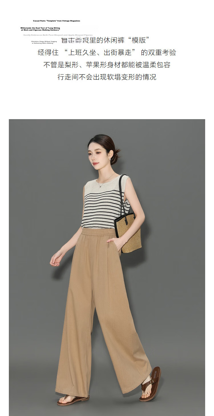 Demana [Cloud Comfort 100 Cotton] Spring Pear-Shaped Comfortable Elastic Waist Loose Fit Concealed Wide-Leg Casual Pants for Women Premium Quality 4
