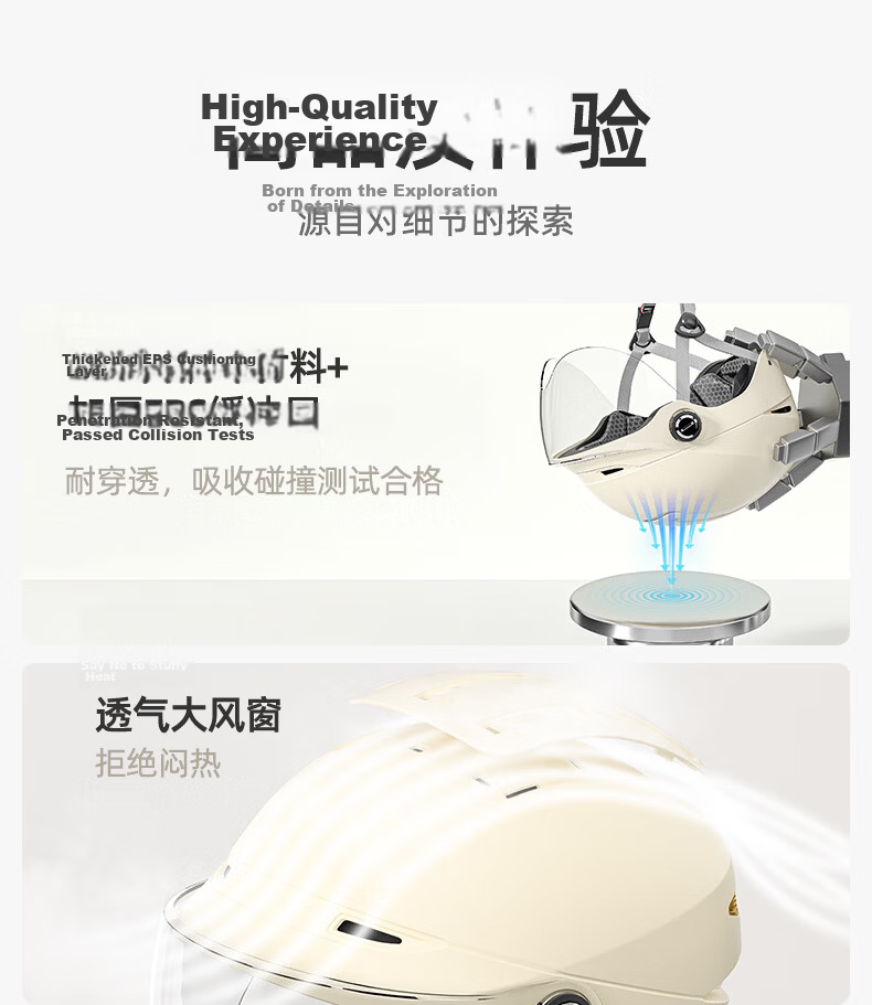 YUANBANG Helmet Electric Vehicle 3C Certified New National Standard Class A Electric Motorcycle Half Helmet Unisex Summer Breathable Safety Helmet Four Seasons Universal Off-White with Ventilation Len 2
