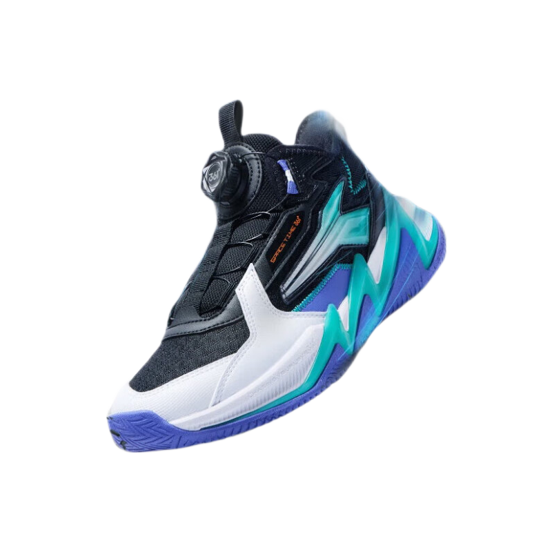 361° Children's Shoes, Kids' Sports Shoes, Autumn 2025 Youth Practical Hard Ground Wear-Resistant Quick-Rebound Anti-Twist Basketball Shoes, Black, Size 36