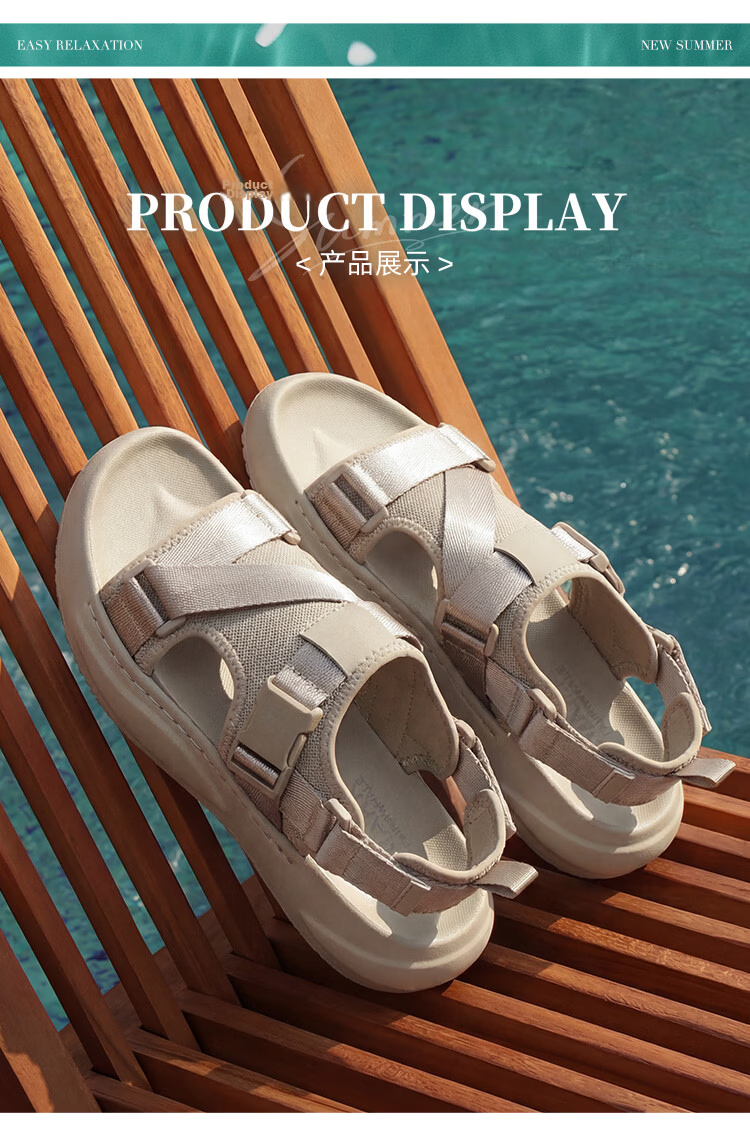 Mark Fairwhale Men's Sandals Summer 2026 New Beach Shoes Thick Sole Simple Casual Slippers Outdoor Black Size 38 9