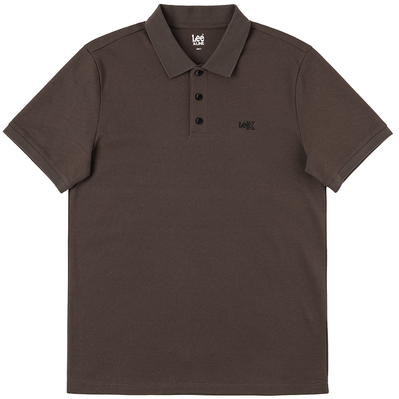 Lee 26 Spring Summer New Standard Collar Small Embroidered Logo Men's Lightweight Short Sleeve Polo Shirt Dark Brown XL
