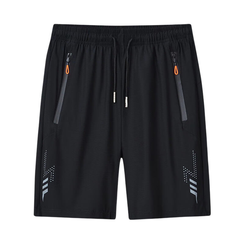 TUCANO Ice Silk Shorts for Men, Simple Casual Versatile Mid-Length Pants, Five-Point Shorts, Men's Summer Wear, Black, 5XL