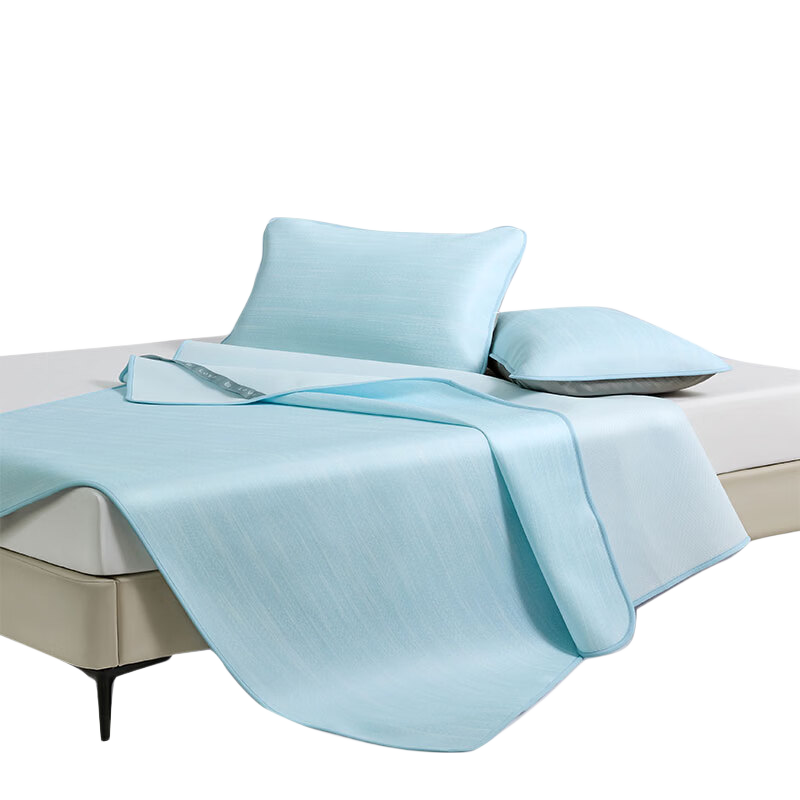 LOVO Luolai Class A Antibacterial Cooling Mat, Machine Washable Ice Silk Mat, Summer Cool-Feeling Foldable Soft Mat Set of Two, 120*200cm
