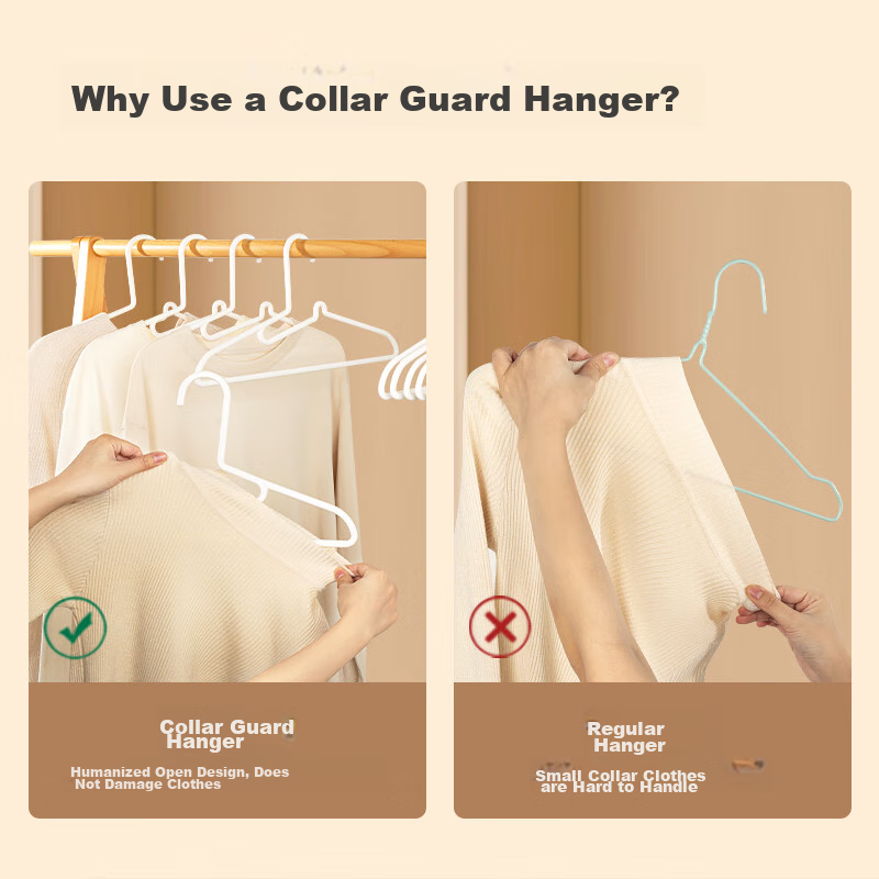 JD Original White Swan, Collar Hanger, Seamless Drying Rack, Plastic Clothes Hanger, Anti-Deformation Garment Support, 10 Pieces in White