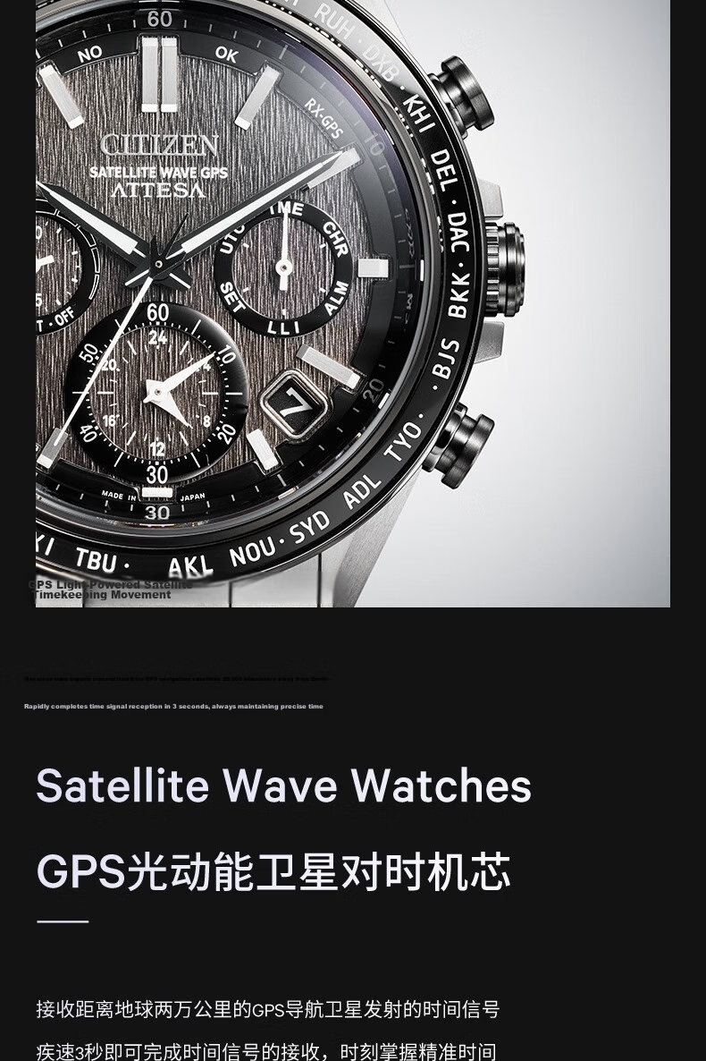 CITIZEN Men's Japanese-Korean Solar Satellite Sync Watch Super Titanium Business Gift for Father's Day CC4058-67X 9