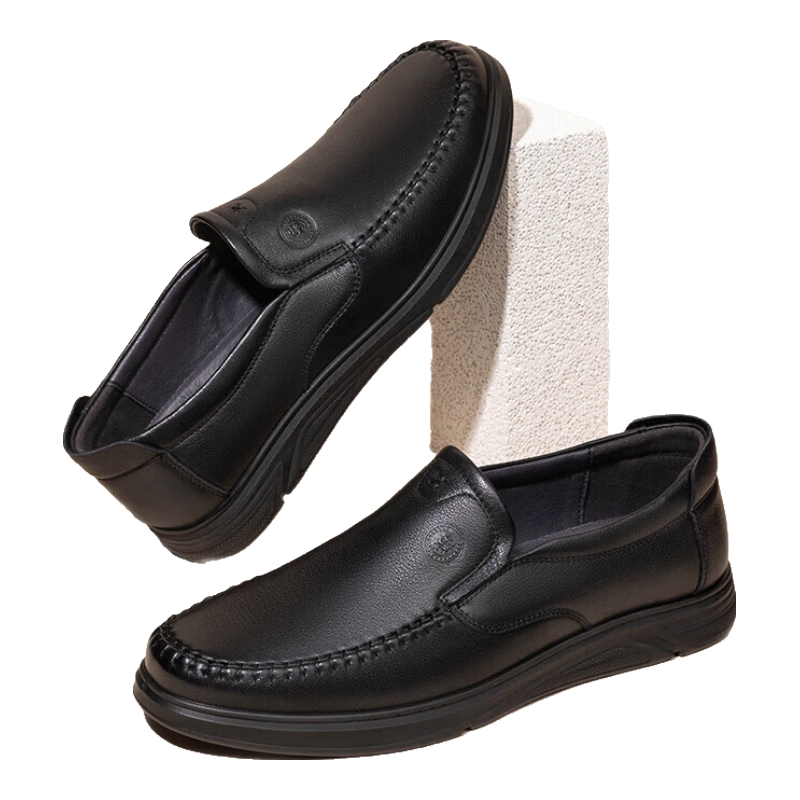 LAORENTOU Men's Formal Business Shoes, Top-Grain Leather Casual Slip-On Driving Dad Shoes LA11079 Black 40
