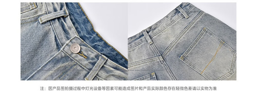 ICH MODE Vintage American Style Lightweight Washed Denim Shorts Thin Women's 2026 New Versatile Seven-Point Pants Black L 2