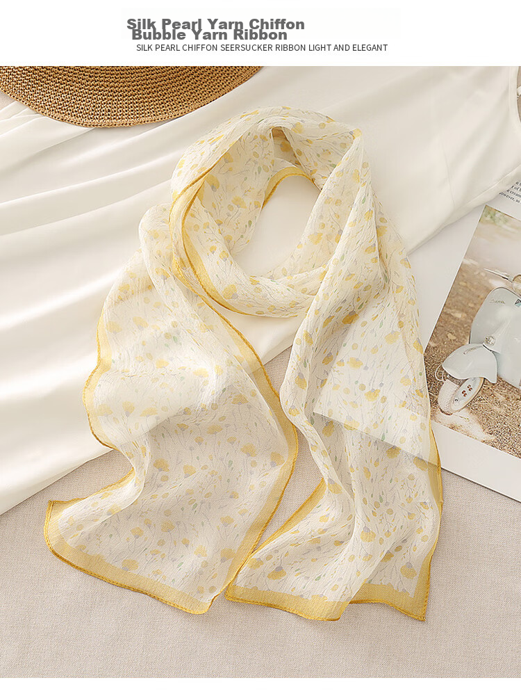 Shanghai Story Women's Summer Printed Silk Scarf 100% Mulberry Silk Neck Scarf Commuter Gift for Girlfriend Valentine's Day 1