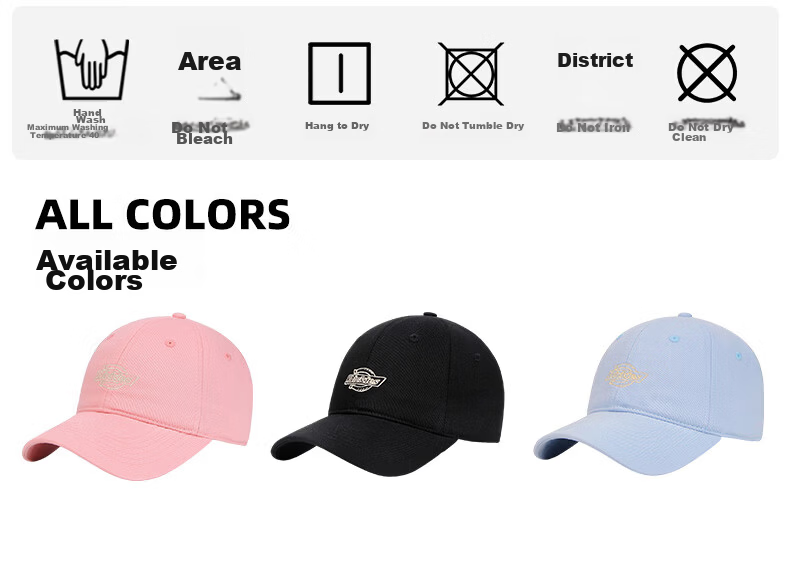 Dickies American Style Pure Cotton Baseball Cap Unisex Soft Top Duckbill Hat New Outdoor Sunshade Sunscreen Hat Pink 3