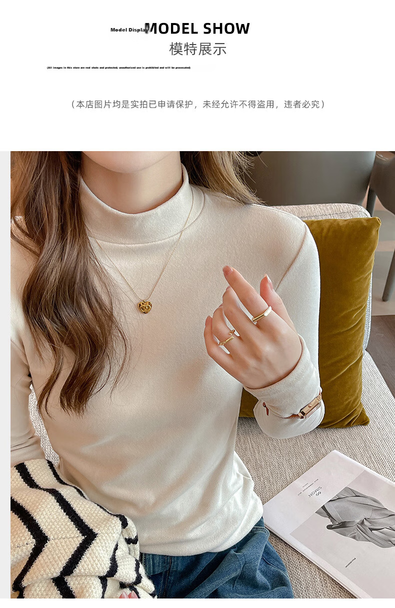 LangSha Women's Thermal Fleece Turtleneck Base Layer Top Autumn Winter Slim Fit Warm Shirt New Innerwear 10