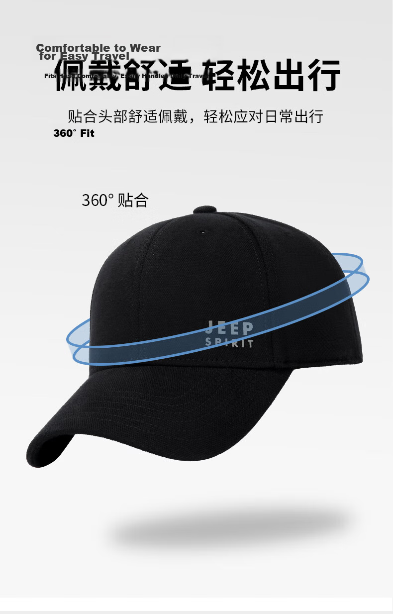 JEEP Men's Korean Style Trendy Baseball Cap Fashion Simple Duckbill Hat Unisex Couple Casual Street Cap Four Seasons A0298 Dark Blue 7