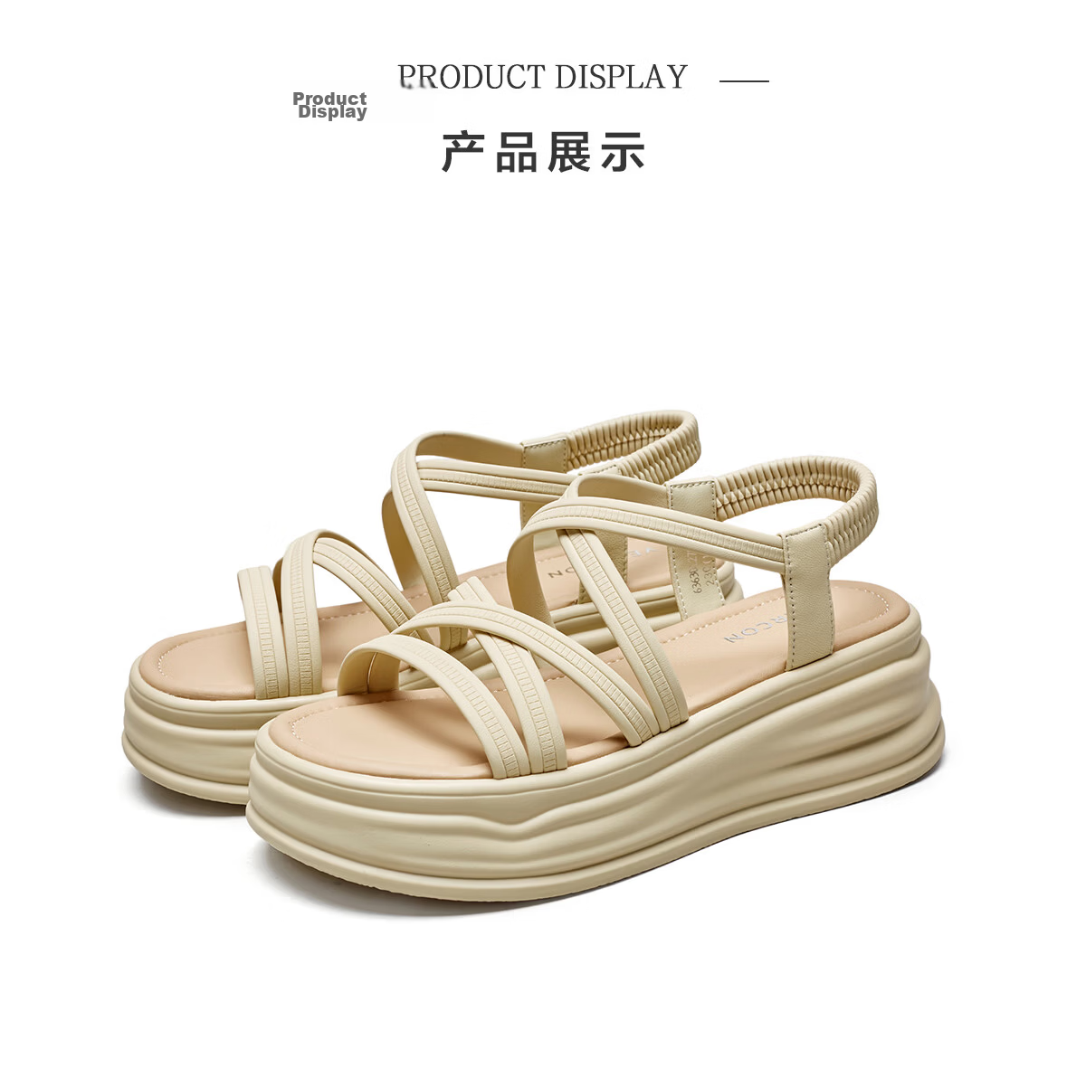 Eierkang Women's Thick-Soled Height-Increasing Roman Sandals Versatile Platform Beach Sandals 27592W Light Green Size 37 10