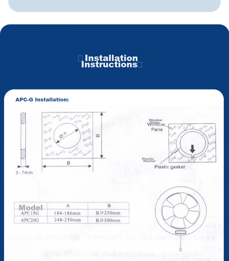 GENUIN Round Exhaust Fan Window Toilet Ventilation Bathroom Ventilation Fan APC20G-2 8 Inch / 248mm Cutout 8