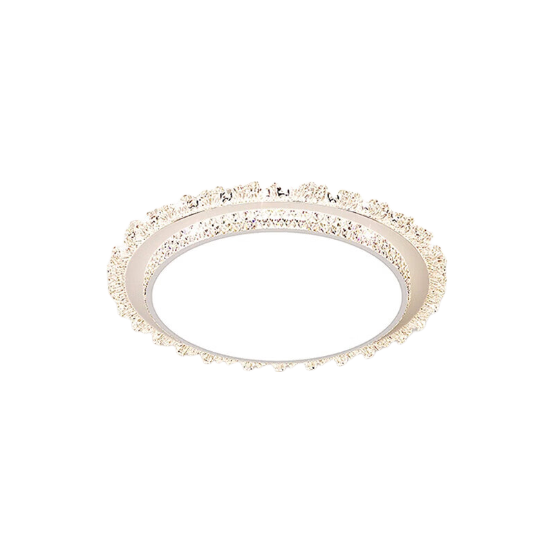 AUX American Pure Eye Protection AI Voice Smart Bedroom Ceiling Light Round Luxury Crystal Minimalist Master and Secondary Bedroom