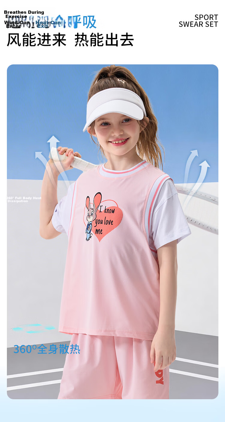 Disney Boys Summer Outfit 2026 New Stylish Kids Short Sleeve Quick-Dry Sports Two-Piece Set 6