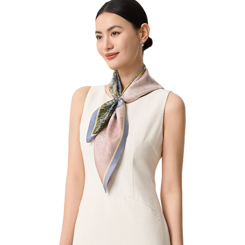 Shanghai Story Spring New 100% Mulberry Silk Printed Square Scarf Gift for Mom Birthday Gift for Girlfriend Women