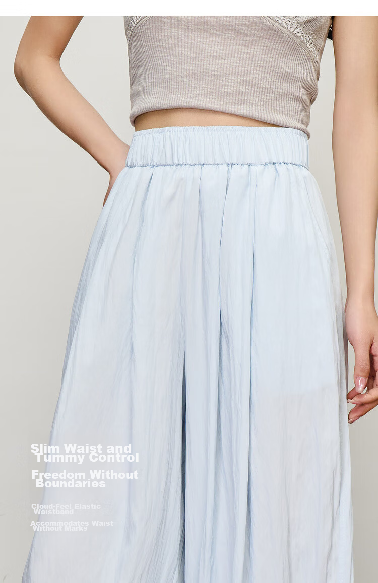 Olrain Women's Loose Wide-Leg Floor-Length Yamamoto Pants Summer High-Waist Slim Casual Pants Blue S 13