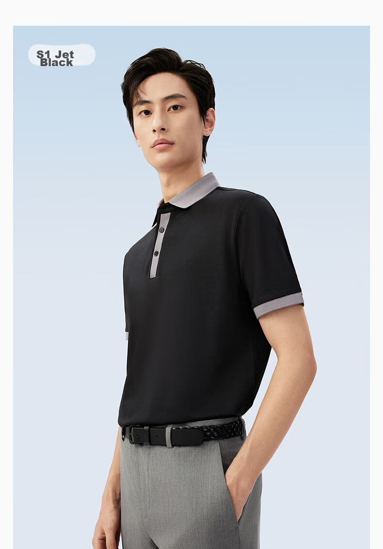 Red Bean Ice Silk Cooling Polo Shirt Short Sleeve Men's Business Casual Comfortable Short Sleeve T-Shirt 15
