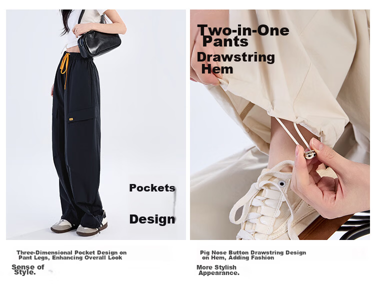 Women's Free Style Cargo Pants Summer Thin 2026 New High Waist Slimming Curved Knife Casual Hiking Loose Wide Leg Paratrooper Pants 5