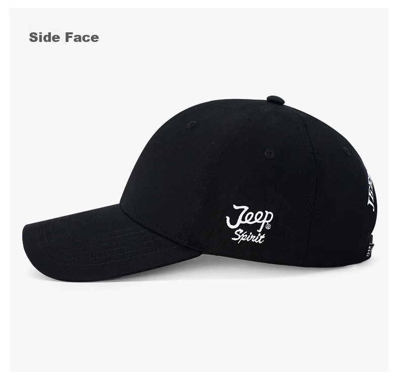 JEEP Men's Fashion Korean Style Baseball Cap Simple Trendy Duckbill Hat Unisex Couple Four Seasons Hat A0084 Black 12