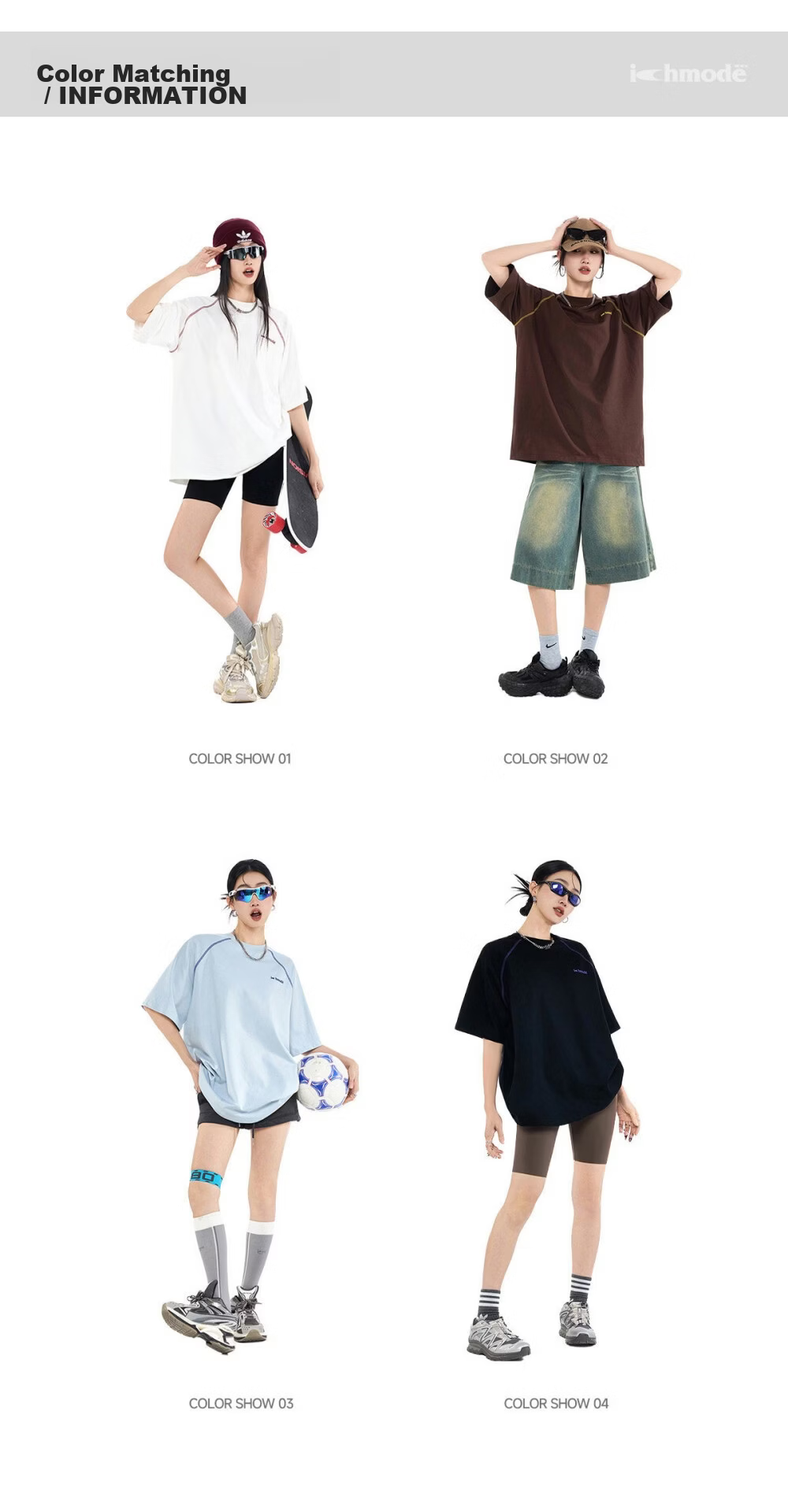 ICH MODE Hasselblad Line Round Neck Short Sleeve T-Shirt Women Summer New Outdoor Sports Half Sleeve Five-Point Sleeve Top Black M 1