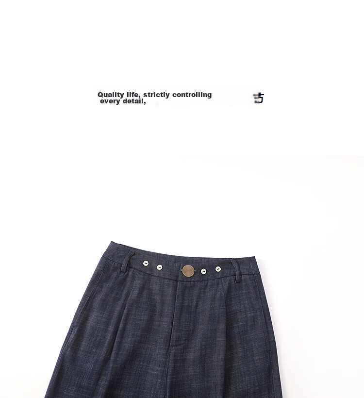 Demana [with Cloud Oxygen Cotton] Spring Smart Commuter Design Pleated Decorative Button Straight Wide-Leg Women's Jeans 15
