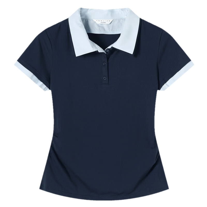 TonLion 2026 Summer Women's Short Sleeve Polo Shirt New Two-in-One Colorblock Sporty Slim Fit Waist-Cinching Stylish