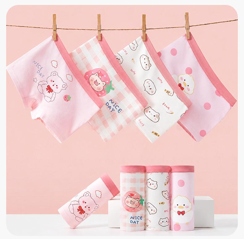 Hodo Kids Girls' Underwear Mid to Large Size A-Class Antibacterial Crotch Boxer Briefs 6-Pack Sweetheart Princess 150 8
