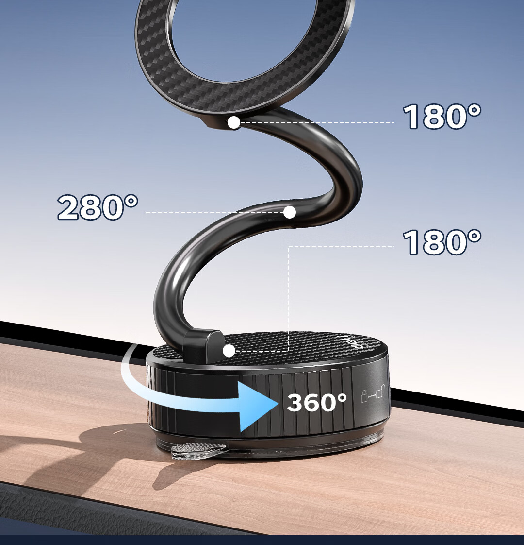 Deli Car Phone Holder Magnetic Flexible Foldable 360-Degree Adjustable Strong Magnetic Adsorption Universal for All Models 4