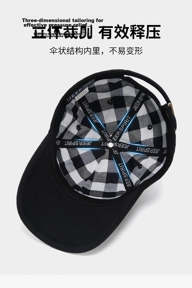 JEEP Men's Korean Style Trendy Baseball Cap Fashion Simple Duckbill Hat Unisex Couple Casual Street Cap Four Seasons A0298 Dark Blue 8