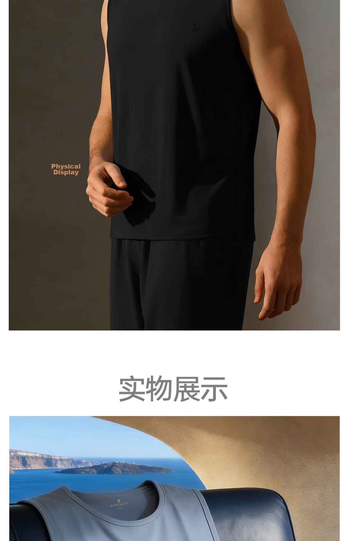 MONTAGUT 80s Modal Men's Vest Thin Base Layer Ice Silk Cooling Sports Undershirt Summer Tank Top 26