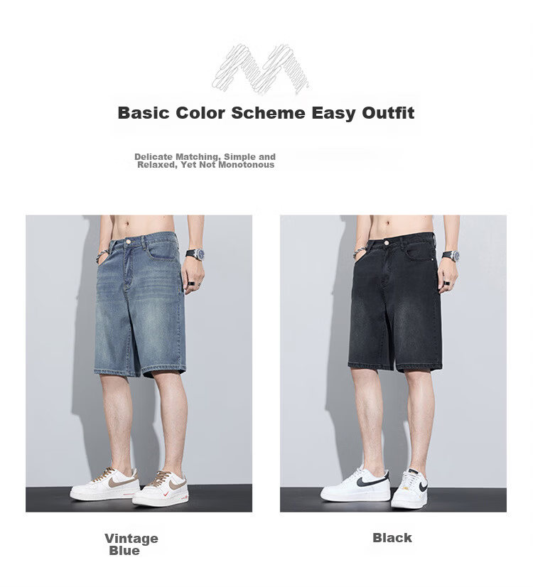MARK FAIRWHALE Men's Tencel Denim Shorts Summer American High Street Lyocell Ice Silk Five-Point Thin Casual Pants 10