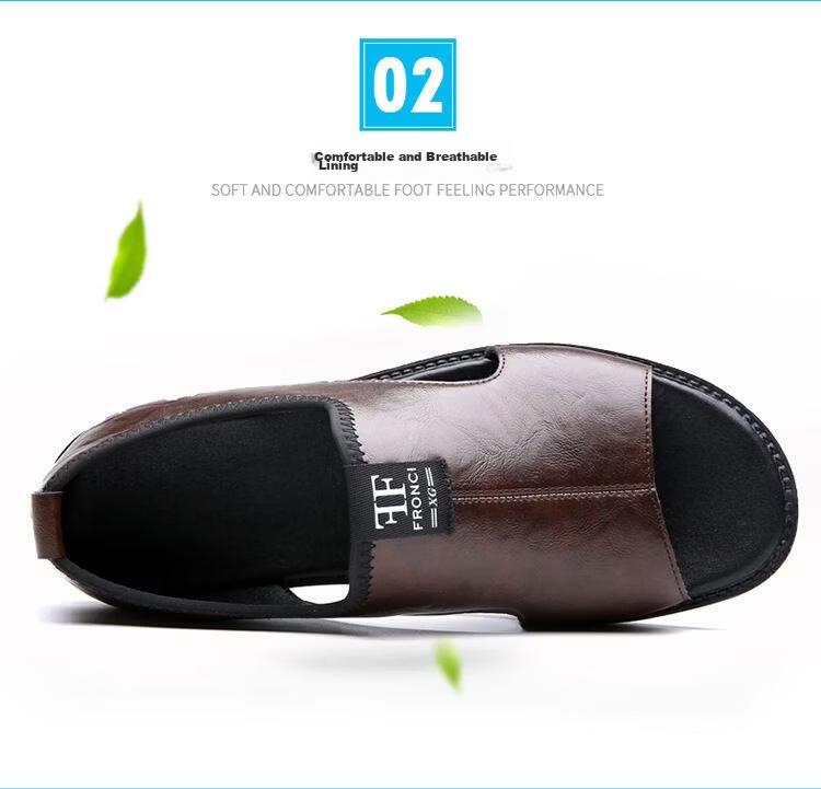 Jingzhenlianggong Men's Summer Sandals Dual-use Slippers Non-slip Soft Sole Beach Shoes Dark Brown [Glossy] Size 42 12