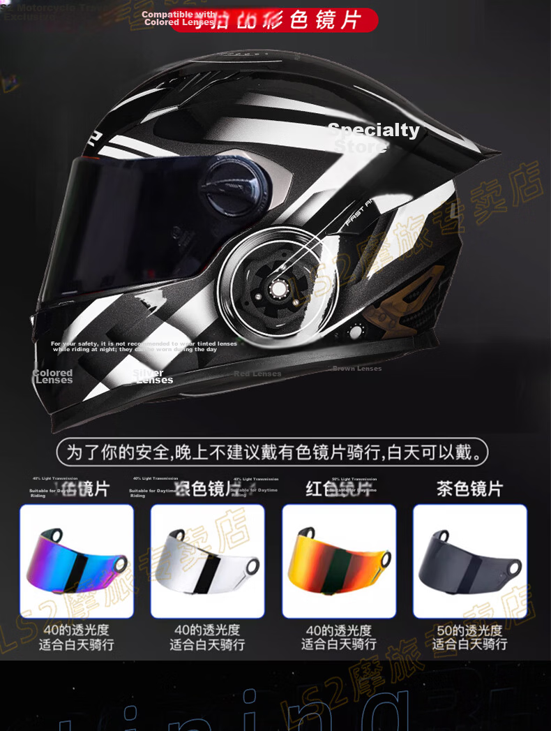 LS2 Motorcycle Helmet Full Face FF300 Matte Black Large Spoiler Summer All Season L 9