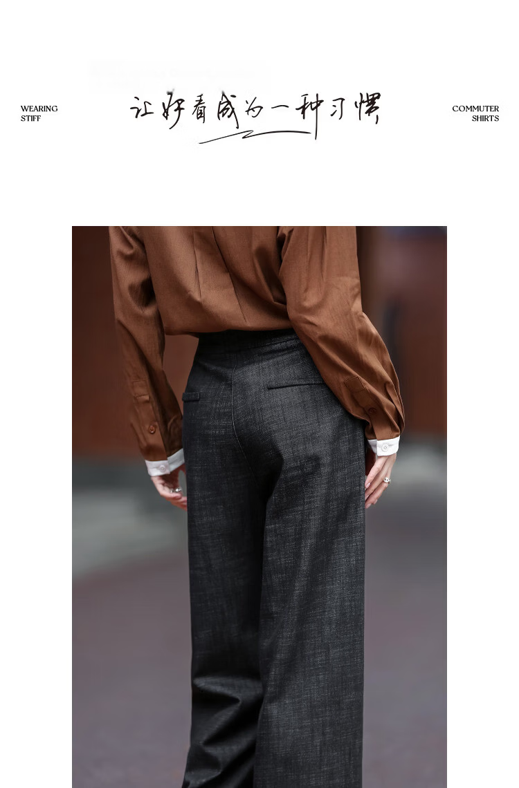 Demana [with Cloud Oxygen Cotton] Spring Smart Commuter Design Pleated Decorative Button Straight Wide-Leg Women's Jeans 13