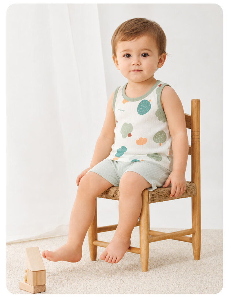 Babyprints Baby Cotton Homewear Set Children's Vest Shorts Pajamas Summer Thin Breathable Underwear Pink 90 16