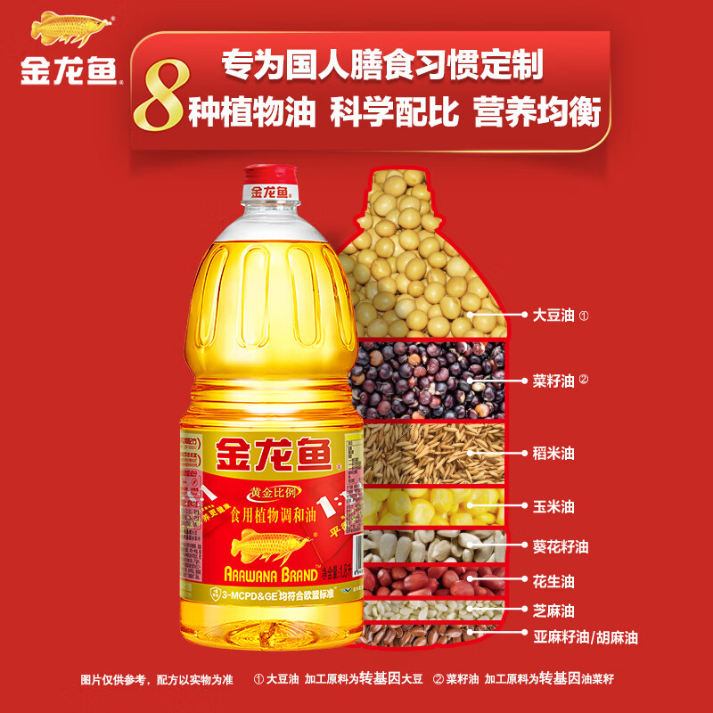金龙鱼 食用油 黄金比例食用调和油 1.8l(新老包装随机发货)