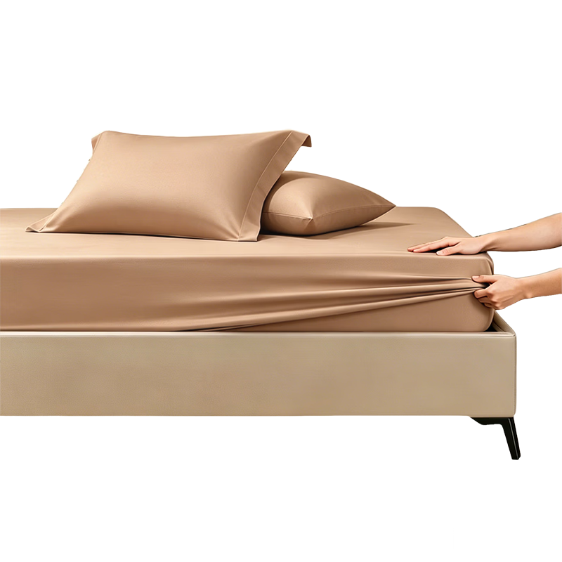 FUANNA Fitted Sheet 100-Thread Count Long-Staple Cotton Class A Single Piece Anti-Slip Anti-Dirt Mattress Protector 150×200cm Coffee